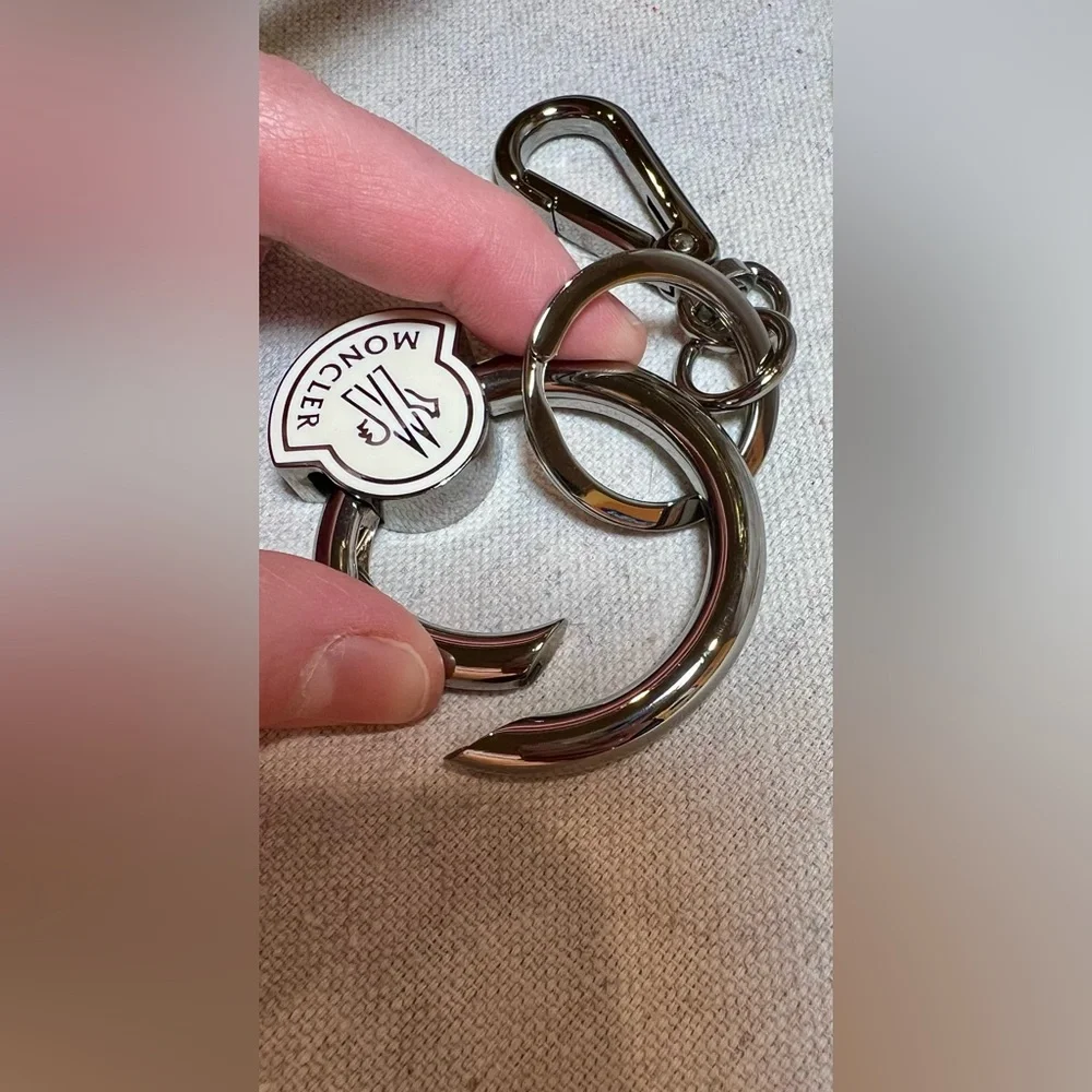 New. Moncler Silver and Cream Keychain Stocking Stuffer Christmas - Picture 5 of 6